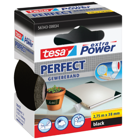 Toile adhésive tesa® extra Power Perfect 2,75mx38mm noir