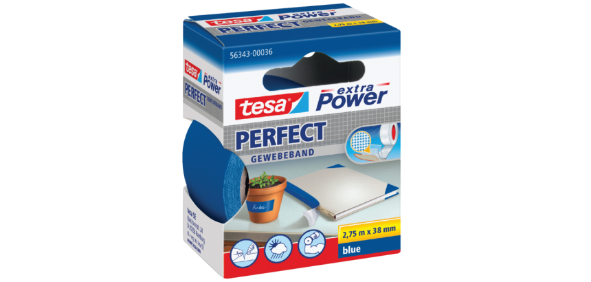 tesa® extra Power Perfect Gewebeband 2,75 m x 38 mm blau