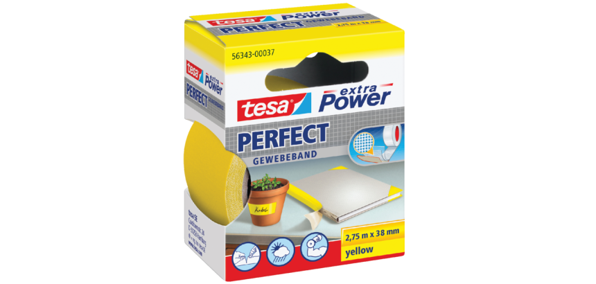 Tesa adhesive tape 38mmx2.75m yellow