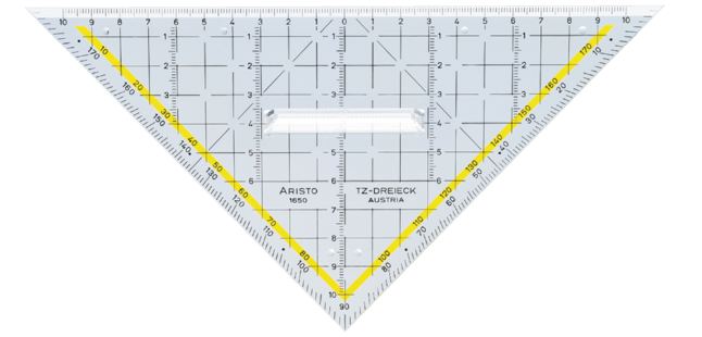 Geometrisches Geodreieck Aristo 1650/2 225mm Griff transparent