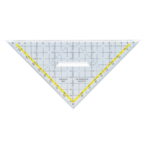 Geodriehoek Aristo 1650/2 225mm met greep transparant