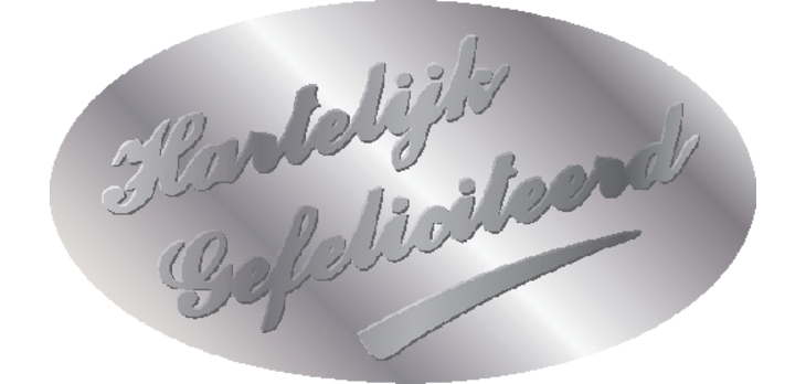Etiquette Haza hartelijk gefeliciteerd argent 1000 pièces
