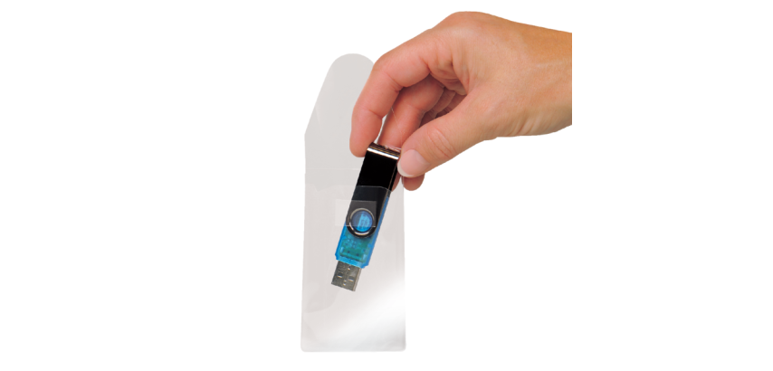 Transparent self-adhesive flap USB pouch Djois 52.5x90mm