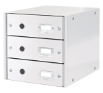 Bloc de classement Leitz Click & Store WOW 3 tiroirs carton recyclé blanc