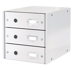 Bloc de classement Leitz Click & Store WOW 3 tiroirs carton recyclé blanc