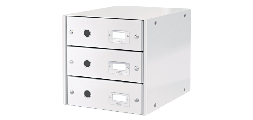 Bloc de classement Leitz Click & Store WOW 3 tiroirs carton recyclé blanc