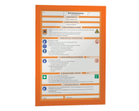 En_marco porta anuncios durable magnetico din a4 dorso adhesivo removible color naranja pack de 2 unidades