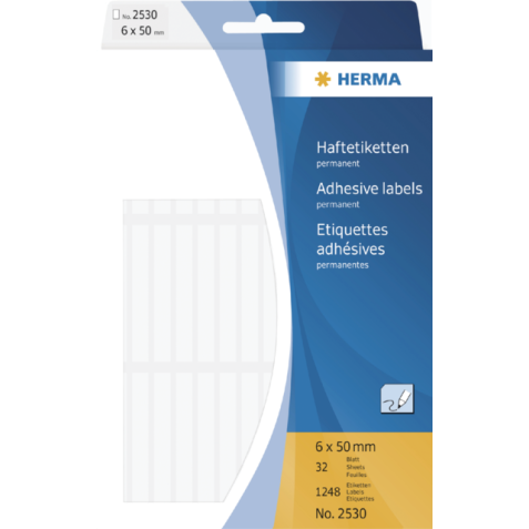 Etiket HERMA 2530 6x50mm wit 1248 stuks