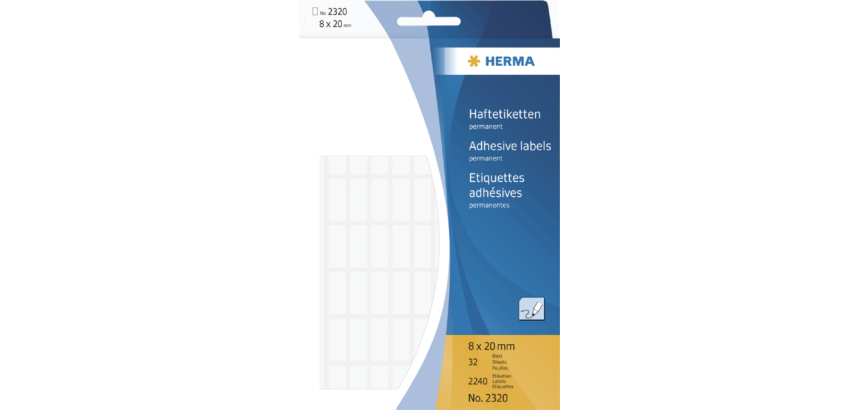 Etiket HERMA 2320 8x20mm wit 2240 stuks