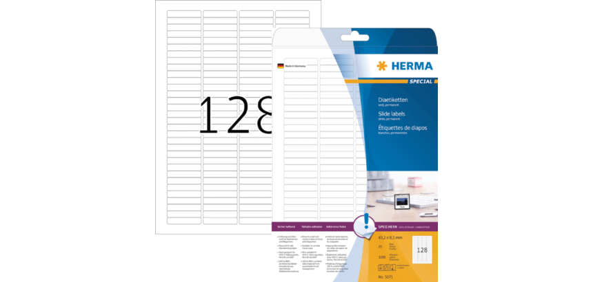 Etiquette HERMA 5071 43,2x8,5mm dia blanc 3200 pièces