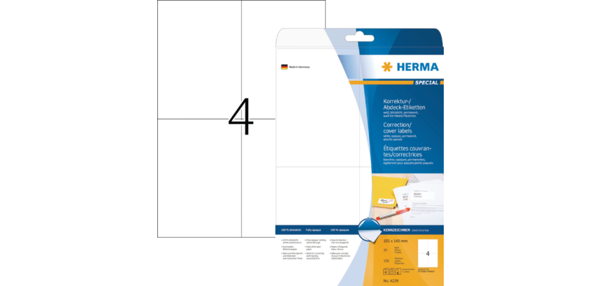 HERMA Etikett 4229 105x148mm A6 Korrektur weiß 100 Stück