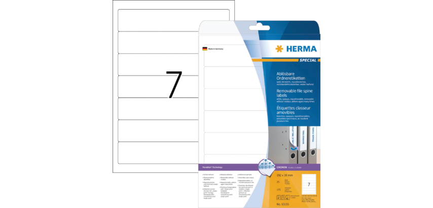 HERMA Rear Label 38x192mm Removable Narrow White