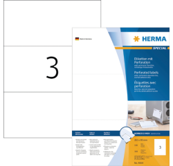Etiquette HERMA perforée 4664 210x99mm perforé blanc 300 pièces