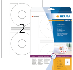 Etiket HERMA 5079 CD 116mm wit opaqua 50stuks