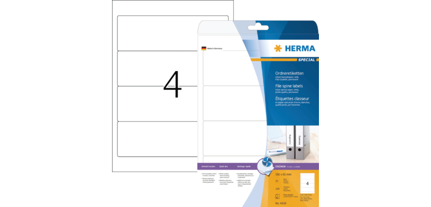 Etiquette dorsale HERMA 5095 Large 61x192mm adhésive blanc