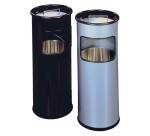 Durable 3332-01 round metal silver ashtray bin