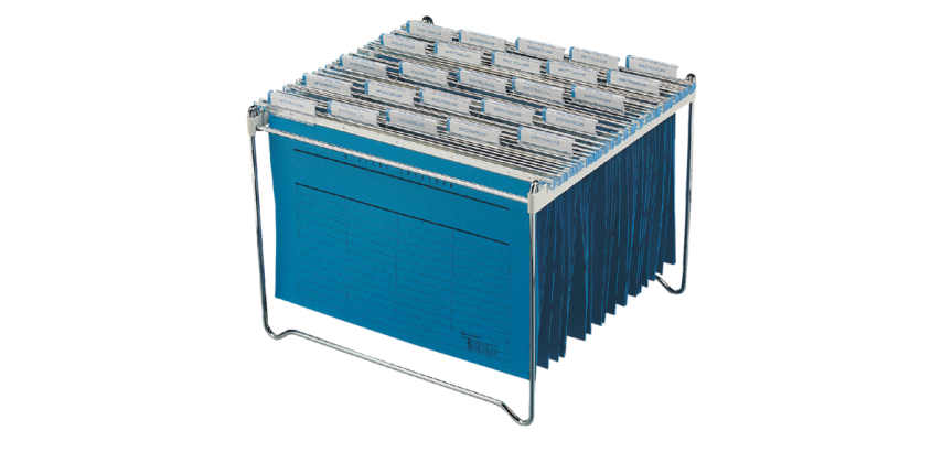 Durable hanging file rack for 30-40 chrome files