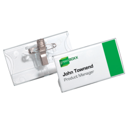 Badge acrylique Durable avec pince combi 40x75mm