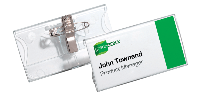 Acrylbadge Durable met combiklem 40x75mm