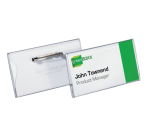 Badge Durable 8001 met speld en klemrand 40x75mm