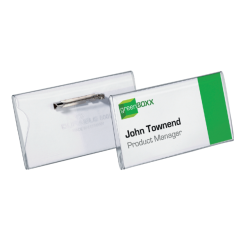 Badge Durable 8001 avec épingle et bord pinceur 40x75mm