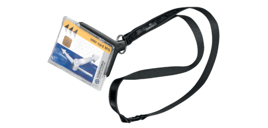 Durable 8207 badge holder with anthracite textile lanyard