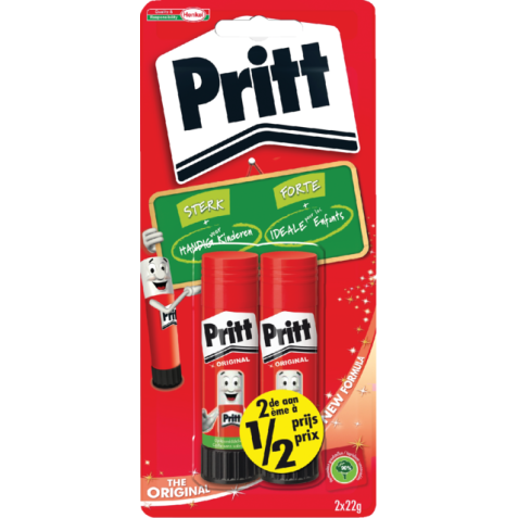 Bâton de colle Pritt 22g sous blister 2e moitié prix