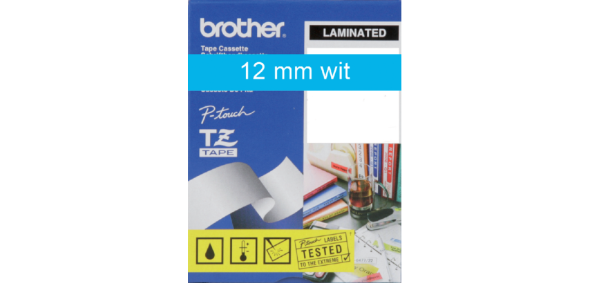 Ruban laminé Brother 12 mm TZE 535 bleu écriture blanche