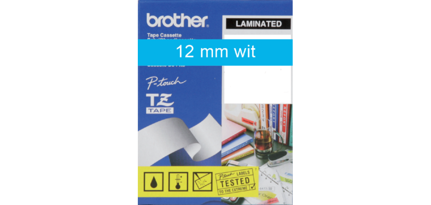 Labeltape Brother P-touch TZE-535 12mm wit op blauw