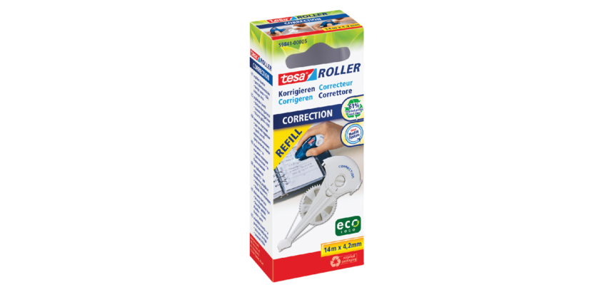 Correctietape navulling tesa® ecoLogo® 14mx4,2mm hangdoosje