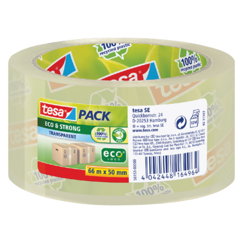 Verpakkingstape tesapack® Eco & Strong 66mx50mm transparant