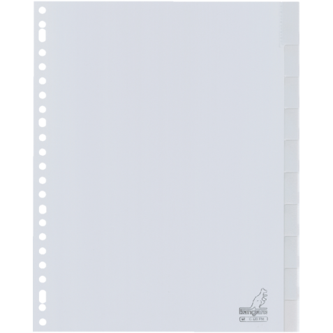 Intercalaire Kangaro G410FM A4 23 perforations 10 onglets + fenêtre PP gris
