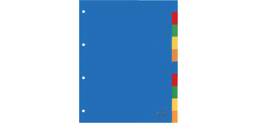 Kangaro A410 Divider A4 4 holes 10 tabs PP assorted