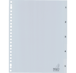 Intercalaire Kangaro G405CM A4 23 perforations numéro 1-5 PP gris
