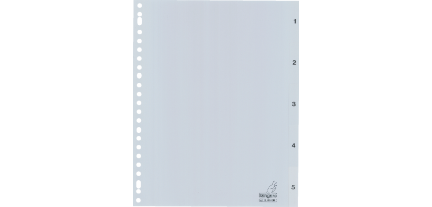 Kangaro G405CM A4 Divider 23 Holes Number 1-5 PP Gray