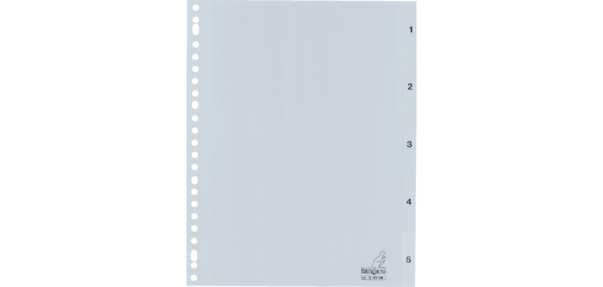 Intercalaire Kangaro G405CM A4 23 perforations numéro 1-5 PP gris