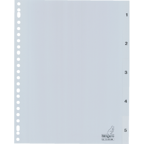 Intercalaire Kangaro G405CM A4 23 perforations numéro 1-5 PP gris