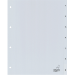 Intercalaires Kangaro 4 perf G407C numéro 1-7 gris PP