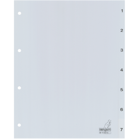 Intercalaires Kangaro 4 perf G407C numéro 1-7 gris PP