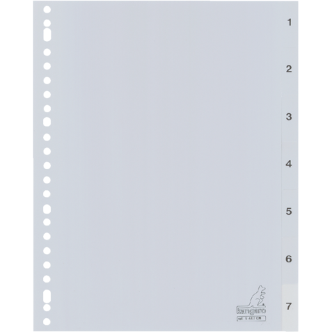 Intercalaires Kangaro 23 perf G407CM numéro 1-7 gris PP