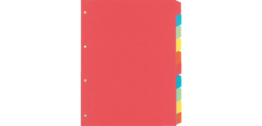 Kangaro PE410 Divider A4 4 holes 10 tabs assorted cardboard