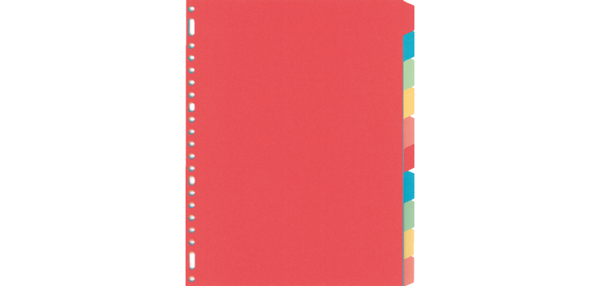 Intercalaire Kangaro PE410M A4 23 perforations 10 onglets carton assorti