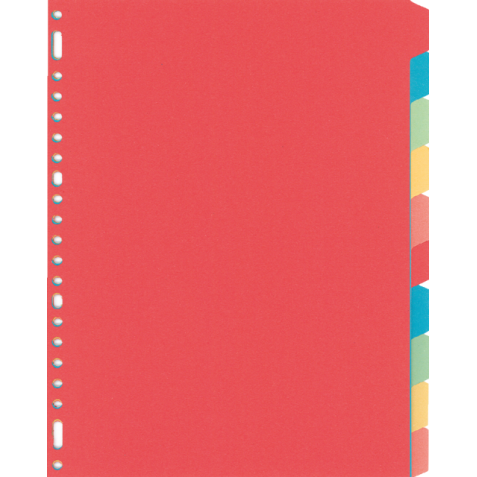 Intercalaire Kangaro PE410M A4 23 perforations 10 onglets carton assorti