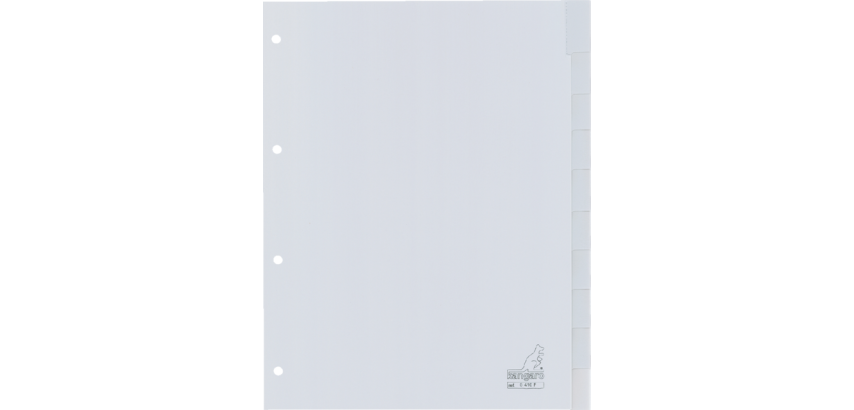 Kangaro G410F A4 Divider 4 Holes 10 Tabs + Window PP Gray