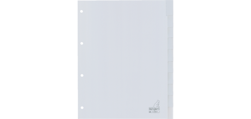 Intercalaire Kangaro G410F A4 4 perforations 10 onglets + fenètre PP gris