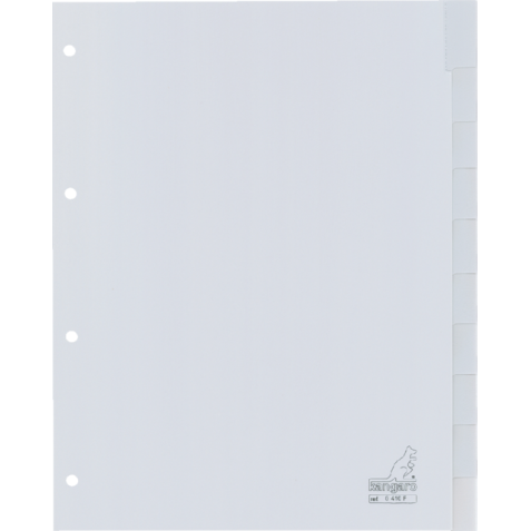 Intercalaire Kangaro G410F A4 4 perforations 10 onglets + fenètre PP gris