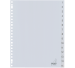Kangaro Trennblatt G415CM A4 23 Löcher Nummer 1-15 PP Grau