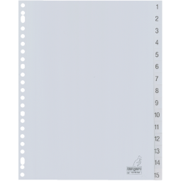 Intercalaires Kangaro 23 perf G415CM numéro 1-15 gris PP