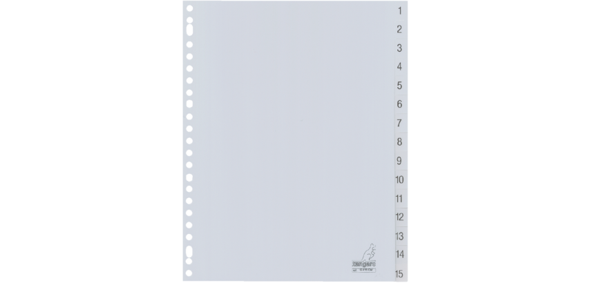 Kangaro G415CM A4 Divider 23 Holes Numbered 1-15 PP Gray