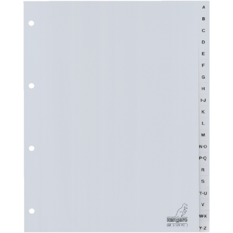 Intercalaire Kangaro G420AZ A4 4 perforations 20 onglets A-Z PP gris